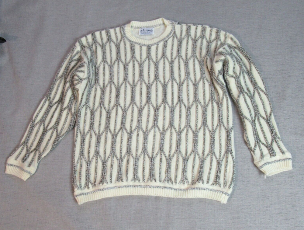 Vintage Amana Sweater Mens XL Textured Knit 90s Grandpa Cosby Biggie Pullover